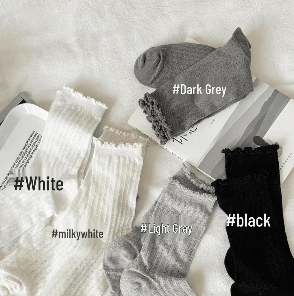 Women's Korean Style Summer Mesh Long Socks - Breathable, Solid Color, Versatile Mid-Calf Length
