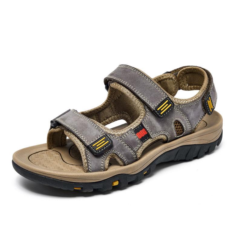 Men's Genuine Leather Open Toe Summer Sandals - Non-Slip, Wear-Resistant, Soft Sole, Versatile Driving Sandals