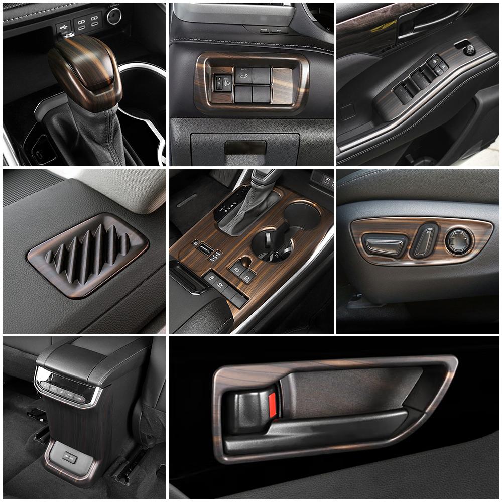 Interior Mouldings For Toyota Highlander XU70 2022 Car Central Control Part Refit Decoration Frame Cover Trim Wood Grain