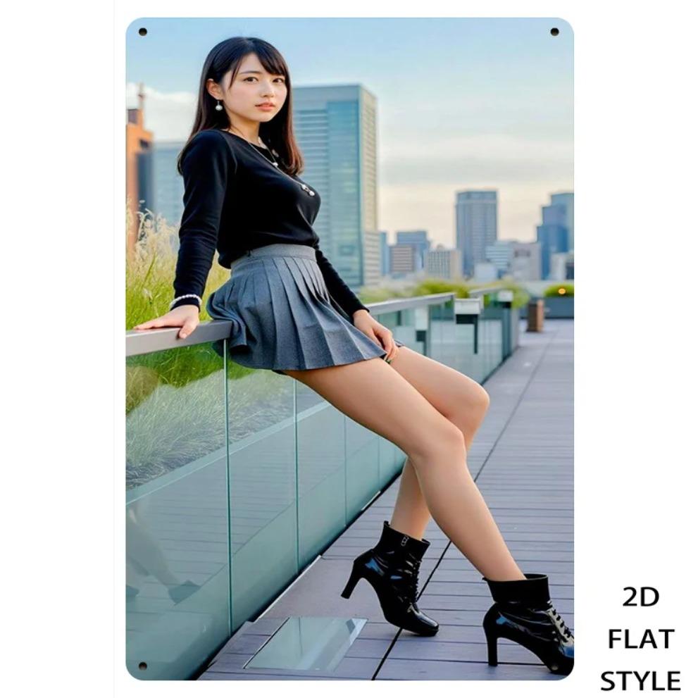 Retro Metal Wall Art Sign 8x12 Inch Vintage Cityscape Decor Home Office Cafe Wall Mounted Portrait