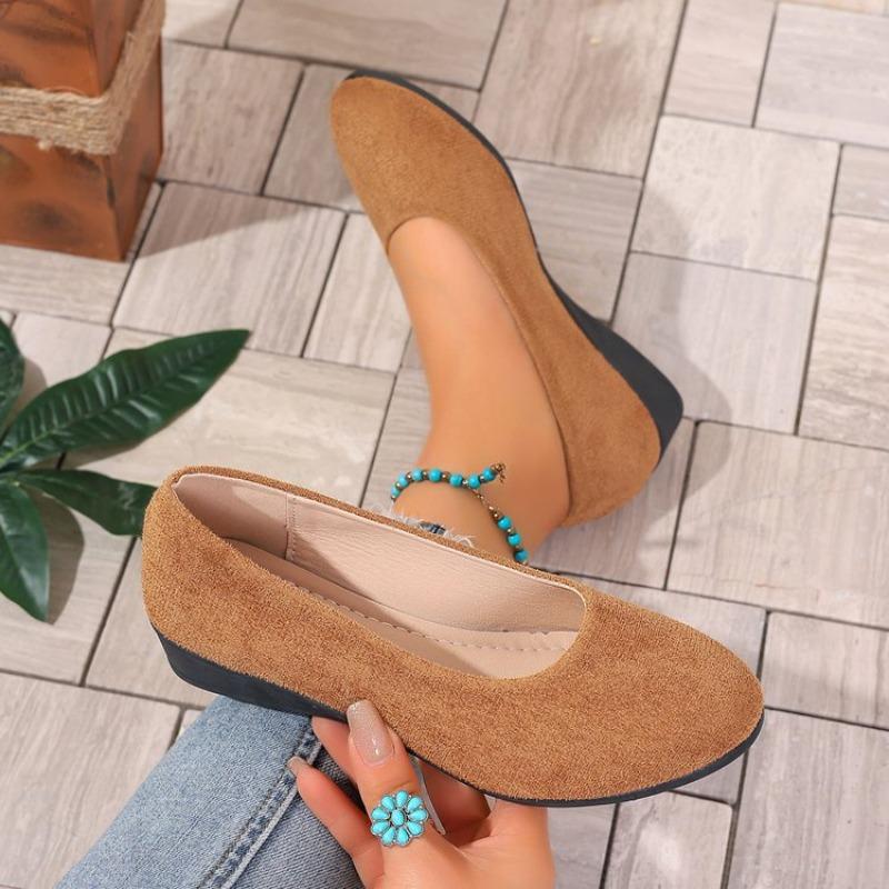 Large Size Pointed Wedge Heel Single Shoes Women's 2 Autumn New Casual Soft Sole Outer Wear Shallow Beanie Shoes