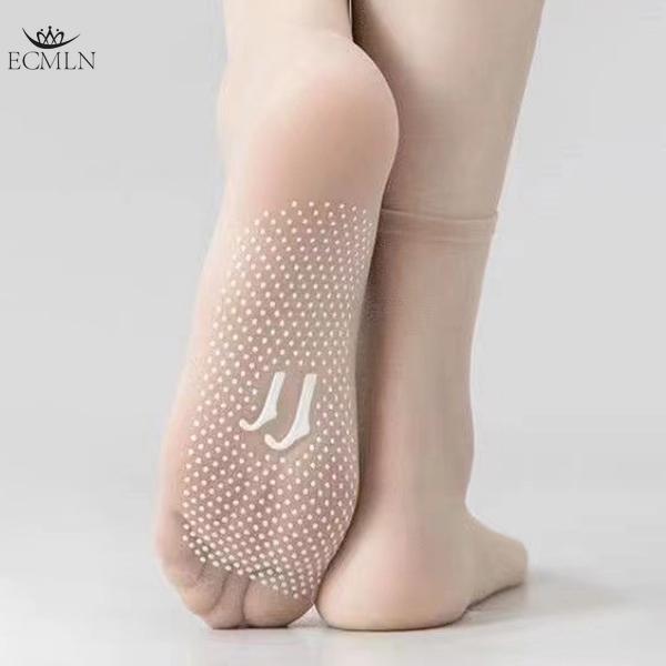 Damen-Seidenstrümpfe mit Wadenhöhe, unsichtbar, transparent, Anti-Haken, rutschfeste Socken