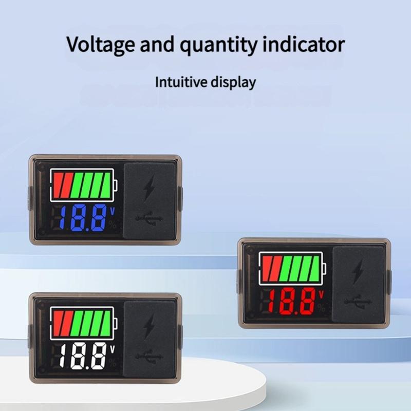 USB/Type C Port Battery Charge Indicator Meter For Leads Acid Lithiums Batteries Real Time Voltages Monitoring Devices
