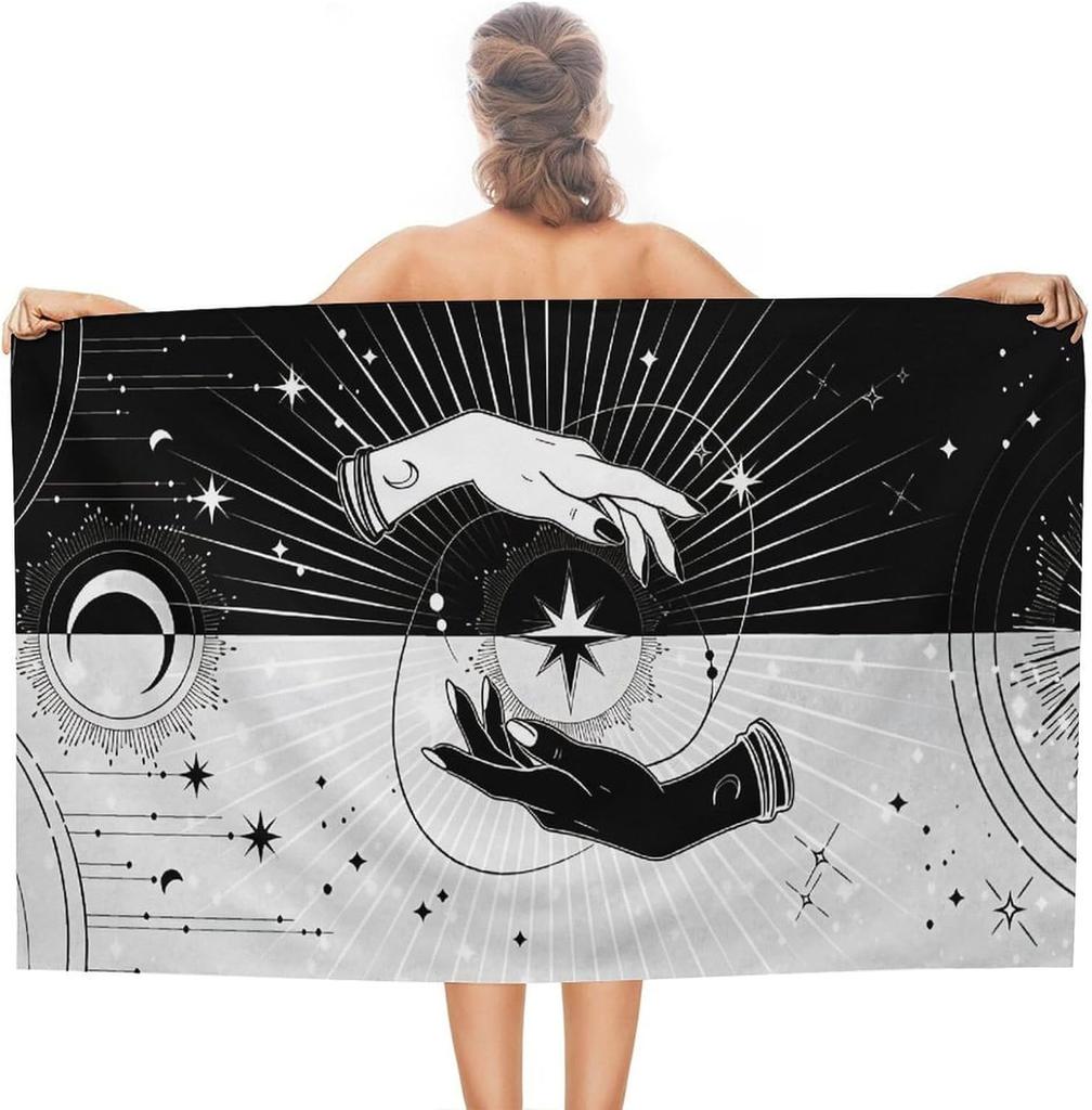Yin Yang Plum Blossom Oversize Beach Towel Absorbent Quick Dry Blanket Sand Free Accessory for Pool Travel Yoga Picnic Sport
