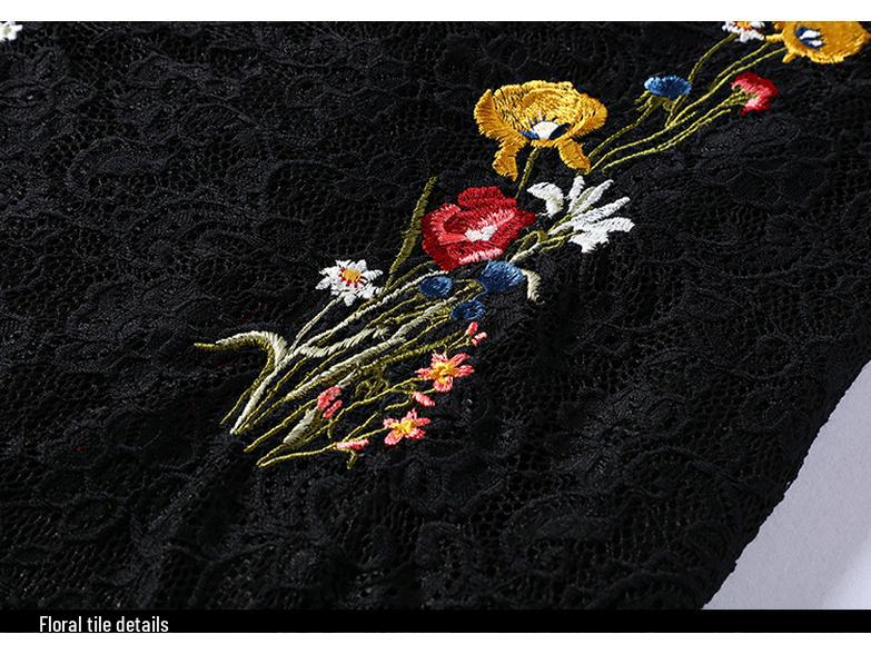 Non-Returnable Embroidered European & American Palace Style Lace Dress, Hip-Wrapped Design, Plus Size Women's Elegant Skirt