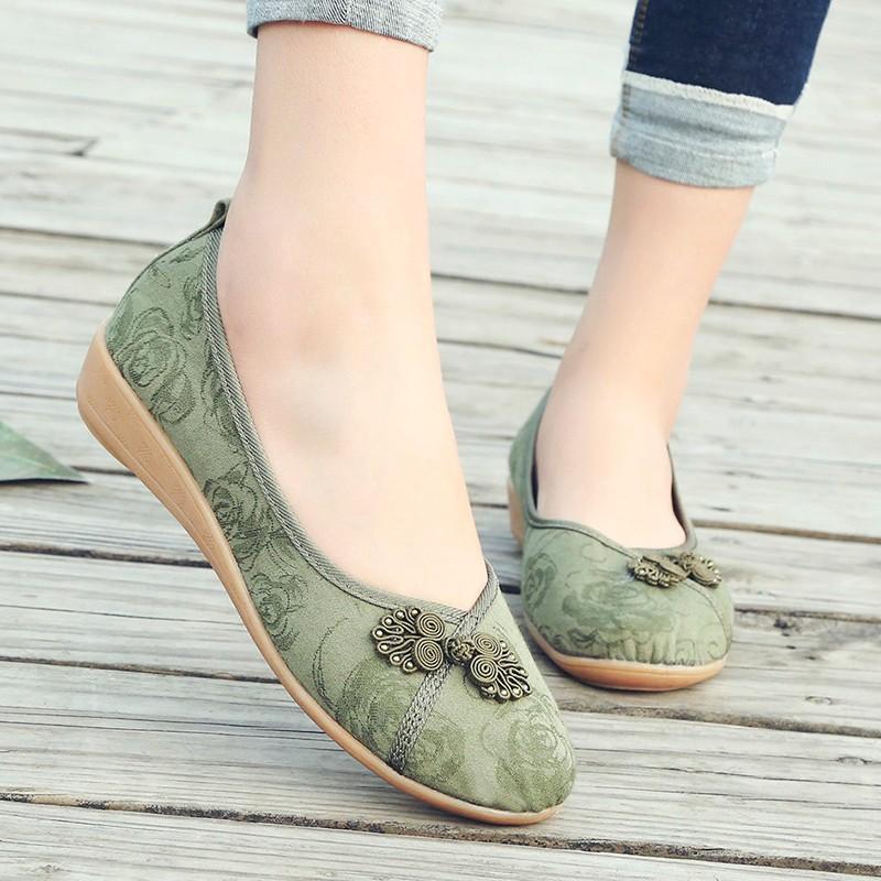 Китайский узел Жуи Женские хлопковые тканевые вышитые балетки Ретро женские легкие мягкие — фото 5