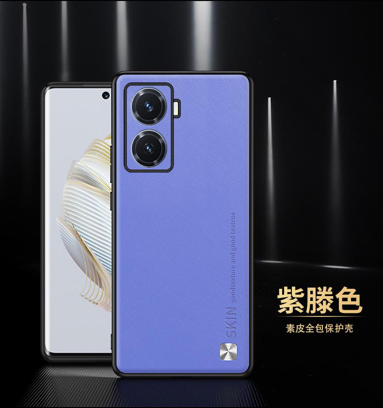 Applicable to vivoY77 mobile phone case lens all-inclusive Y02S business square plain leather soft case Y76S protective case CD pattern