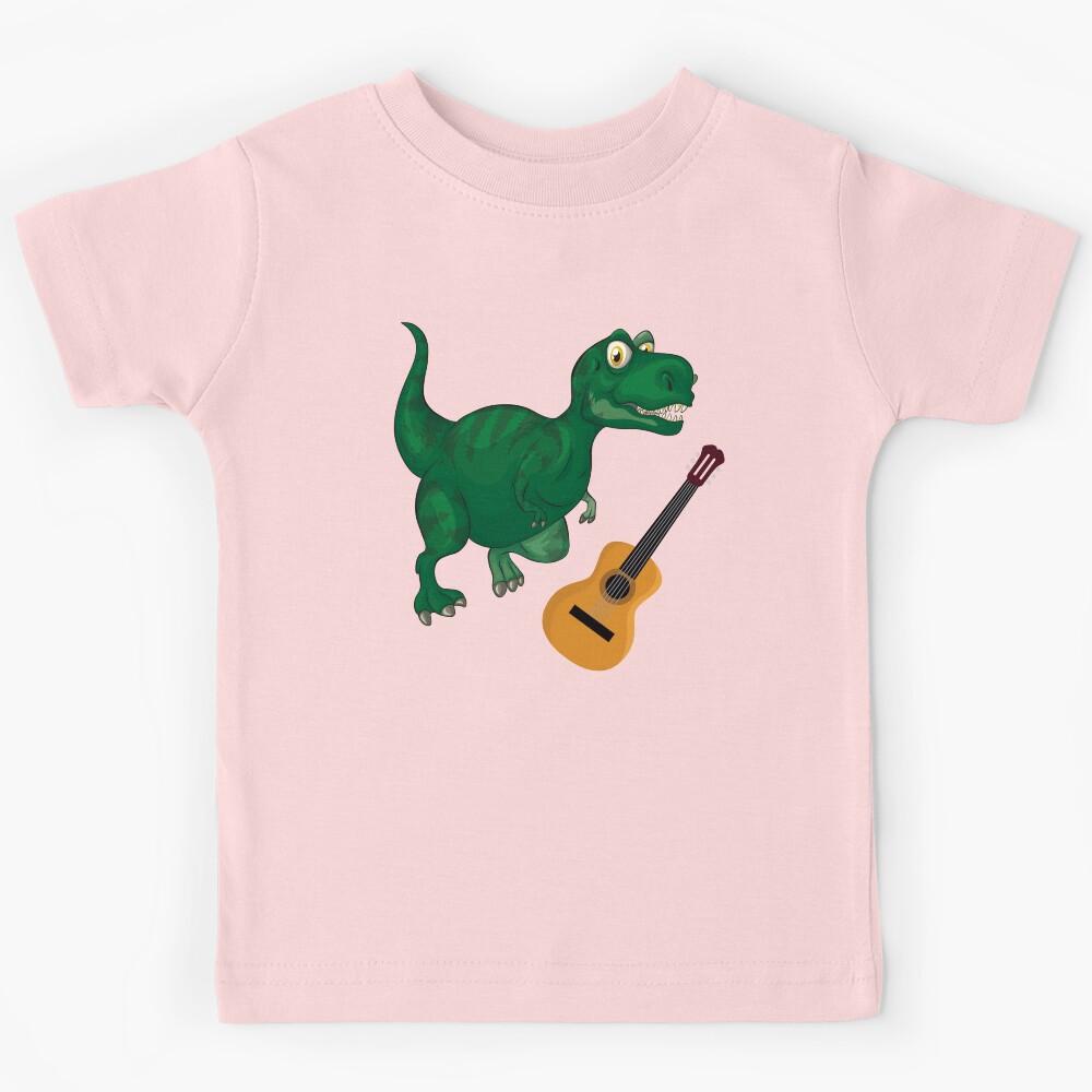 Dinosaur Playing Guitar ,Funny Good Dinosaur Guitar Lovers Cool Green Design Kids T-Shirt 140