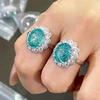 Hui Zhi Yi S925 Silver Ring with Diamonds and Green Ice Flower - Lavish Rich Woman Style