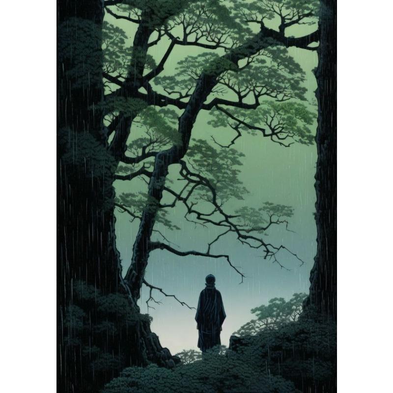 Japanese Style Forest Cherry Blossoms Snow Cat Landscape Art Poster Canvas Painting Wall Prints Picture Living Room Home Decor