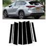Glossy Black Carbon Pillar Posts Fit For Toyota Highlander Kluger Door Trim Moulding Window Sticker Cover Decor