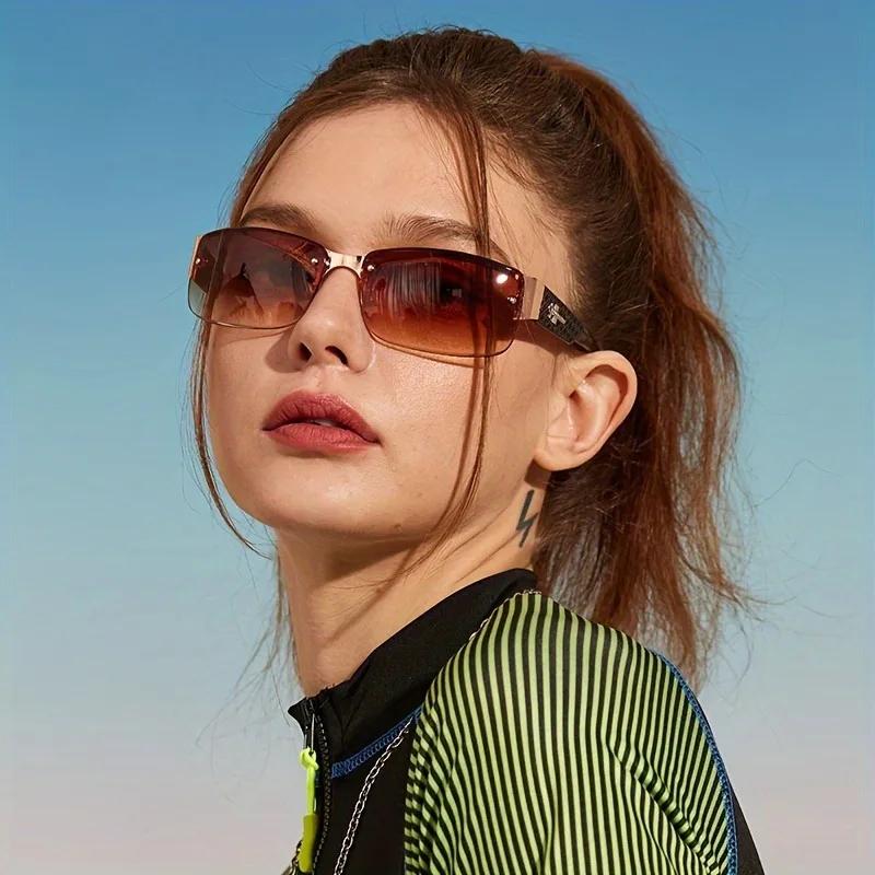 Ladies' Rectangular Gradient Lightweight Tortoiseshell Frame Fashionable Driving Glasses