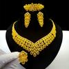 Dubai Jewelry 24k Gold Plated Bridal Jewelry Set Necklace Earrings Middle East Dubai Gold Wedding Jewelry Four-piece Set