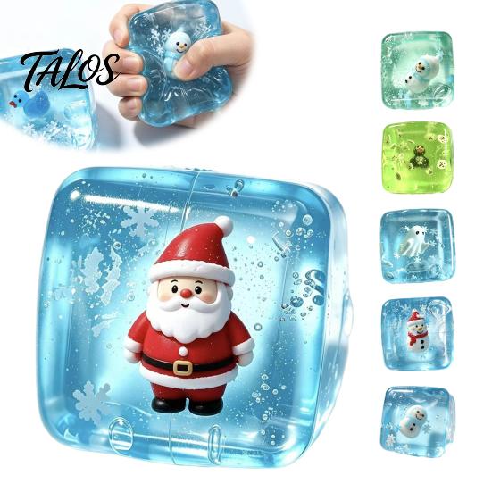 Anxiety Relief Ice Cube Toy Christmas Squeeze Toy, Stress Sensory for Halloween, Soft Clear Pinch