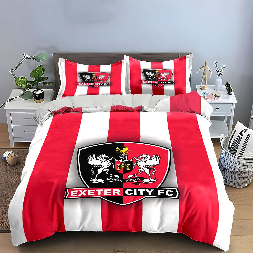 Exeter City FC Logo Design Bedding Duvet Cover Set Duvet Cover Pillowcases (1*Duvet Cover 2*Pillowcases, without duvet insert)