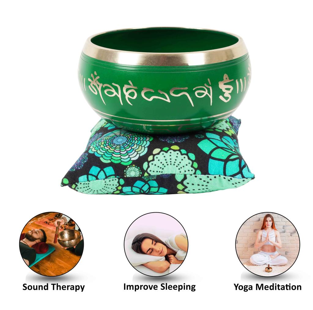 IBA Indianbeautifulart Tibetan Singing Bowl Musical Instrument For Meditation W Stick & Cushion