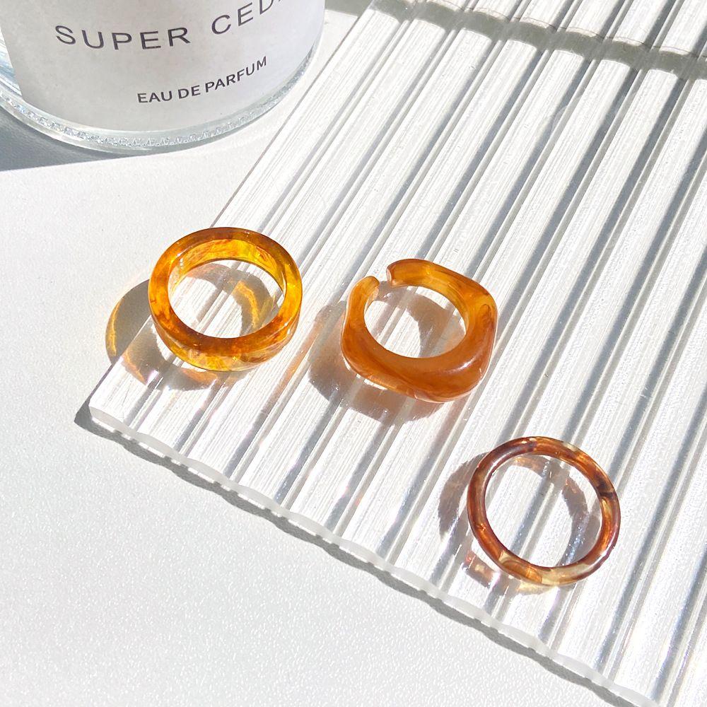 Cool Transparent Retro Resin Geometric Acrylic Women Open Ring Fashion Jewelry Korean Style Ring
