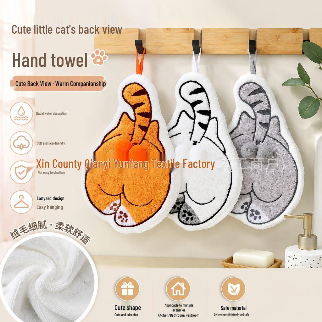 Entzückendes Katzenbaby Cartoon Handtuch – Freches Tierdesign für Badezimmer/Küche
