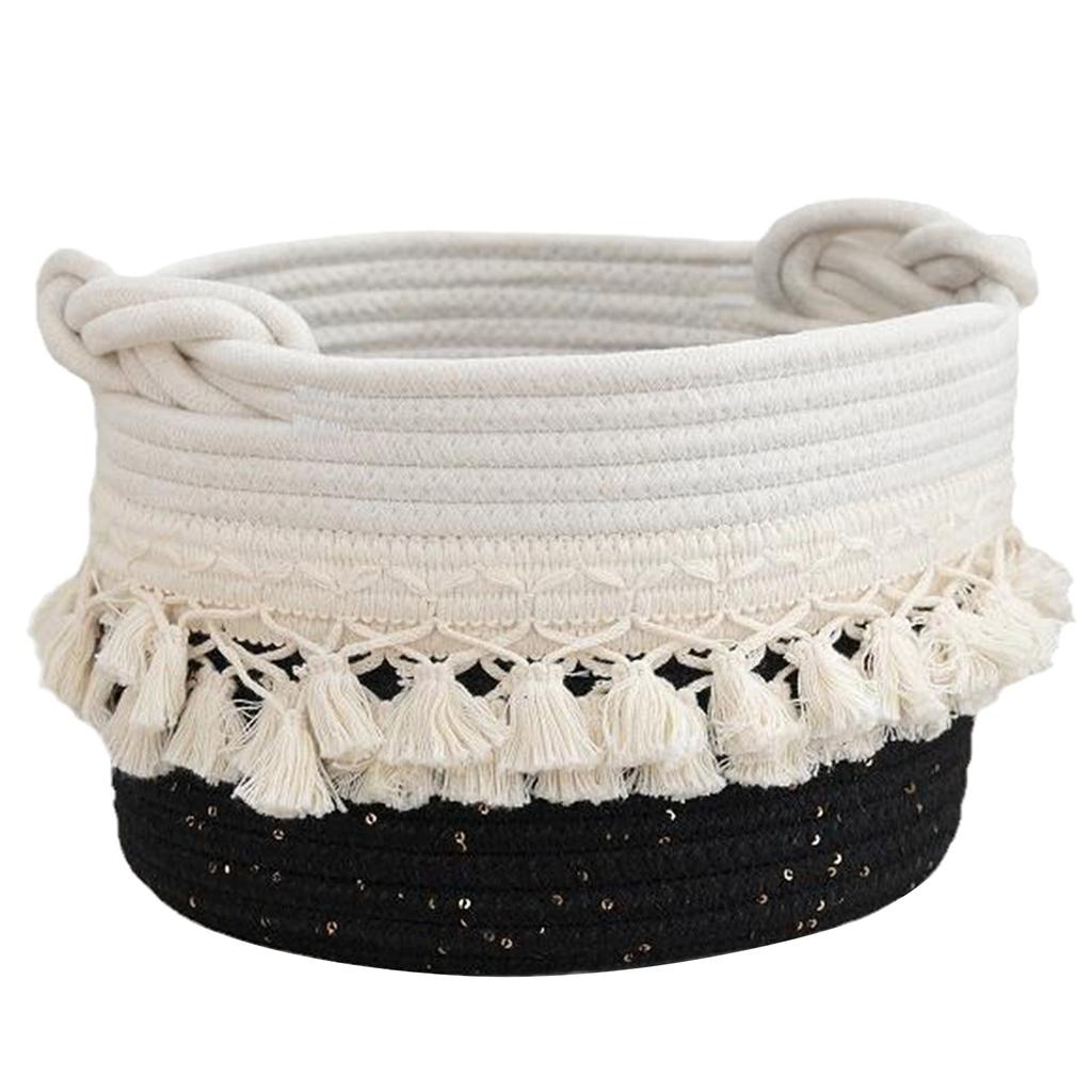 Fashionable Cotton Rope Storage Basket High Quality Cotton Rope Holder Basket with Tassels Designed For Stylish Storage