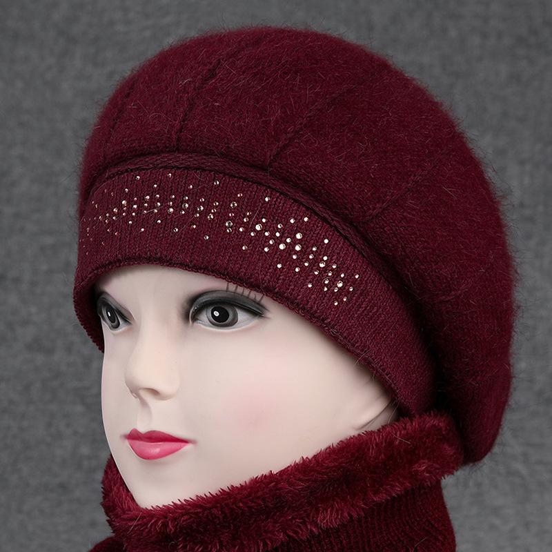 

Берет осенне-зимний шапка из кроличьего пуха утолщенная теплая женская вязаная шерстяная хлопковая шапка one size elastic