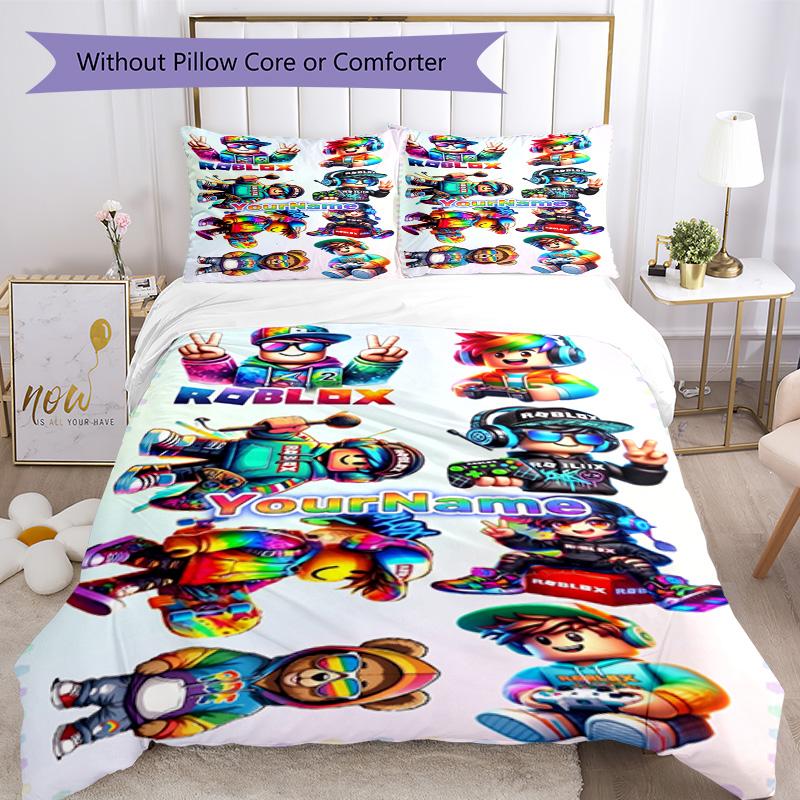 Roblox 360 Customize your name Bedding Set Breathable Duvet Cover with Pillowcases Home Decoration Birthday Gift