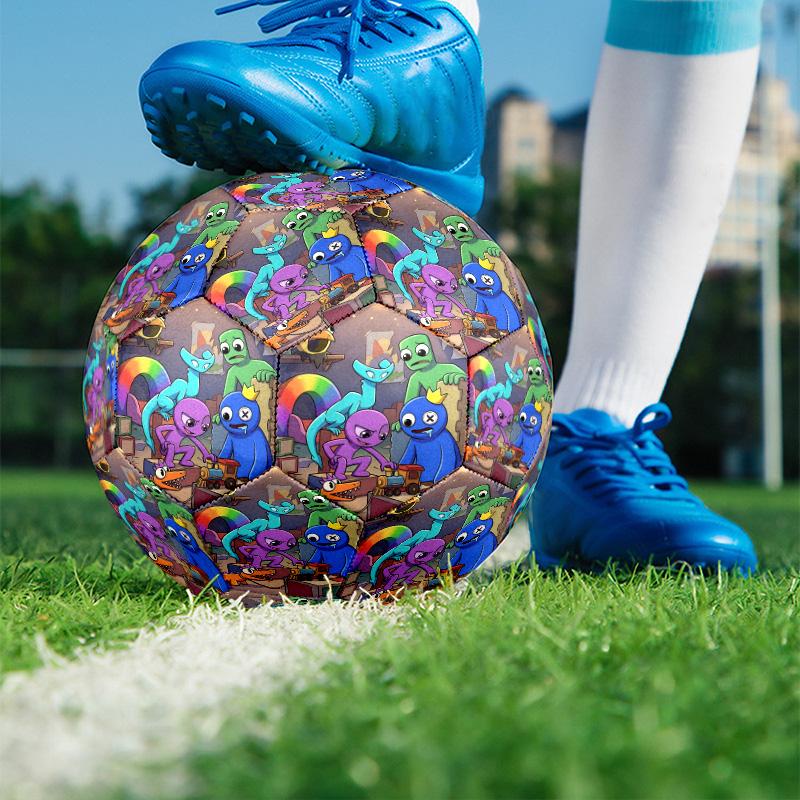 Game Rainbow Friends Print Size 5 Soccer Ball, PU Wear Resistant Football for Match Training and Daily Practice, Birthday Gift for Soccer Fans