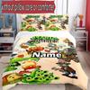 3pcs Duvet Cover Set (1*Duvet Cover + 2*Pillowcase, Without Core), Custom Name Plants Vs. Zombies Pattern Bedding Set, Home Bedroom Decor Gift