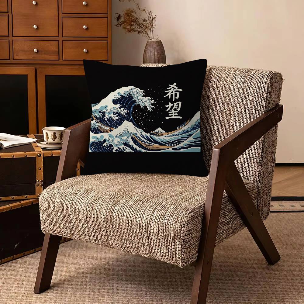 Great Wave of Kanagawa Decorative Room Aesthetics Pillow Case Home Decor Bedroom Sofa Bed Pillow Cover X