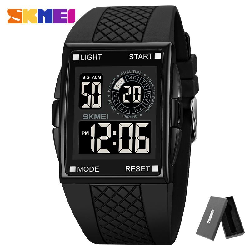 SKMEI 1967 reloj hombre Japan Digital movement Watch Mens military 3Bar Waterproof Countdown LED Light Electronic Wristwatches