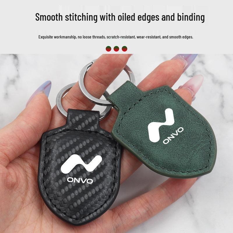 Carbon Fiber Texture Leather Keychain Pendant for Nio LeDao L60/L90 - Suitable for Men and Women