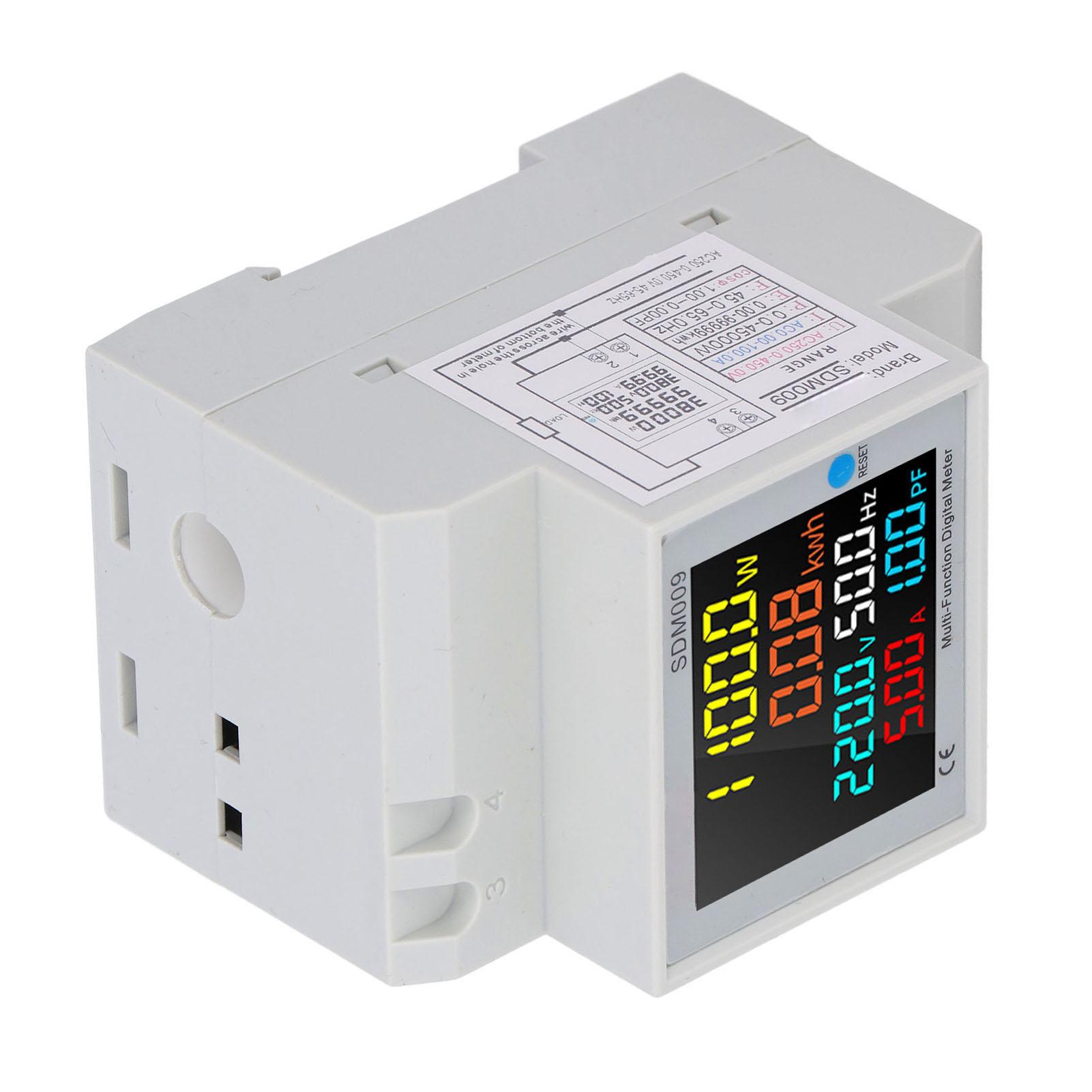 

LCD Display Multimeter Rail Mount Single Phase Multifunctional Digital Meter with Transformer AC 250V to 450V