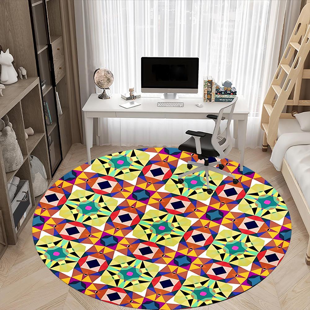 1 Stück Kaleidoskop Muster Stuhlteppich für Büro Rutschfest, Maschinenwaschbarer Teppich für Büro, Zimmer - Feiertagsdekoration, Maschinell hergestellt yy251016043
