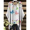 T-shirt da Donna Stampa Floreale Colorata Girocollo Top Orlo Irregolare Manica Corta Taglie Forti Abbigliamento da Donna Casual per Esterno