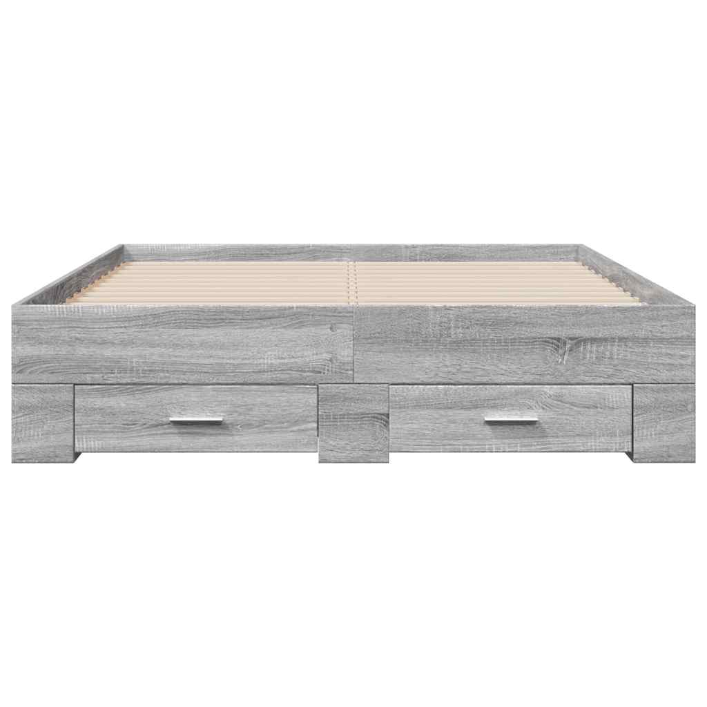 Vidaxl Bed Frame with Drawers, Sonoma Grey Oak, 120X190 Cm