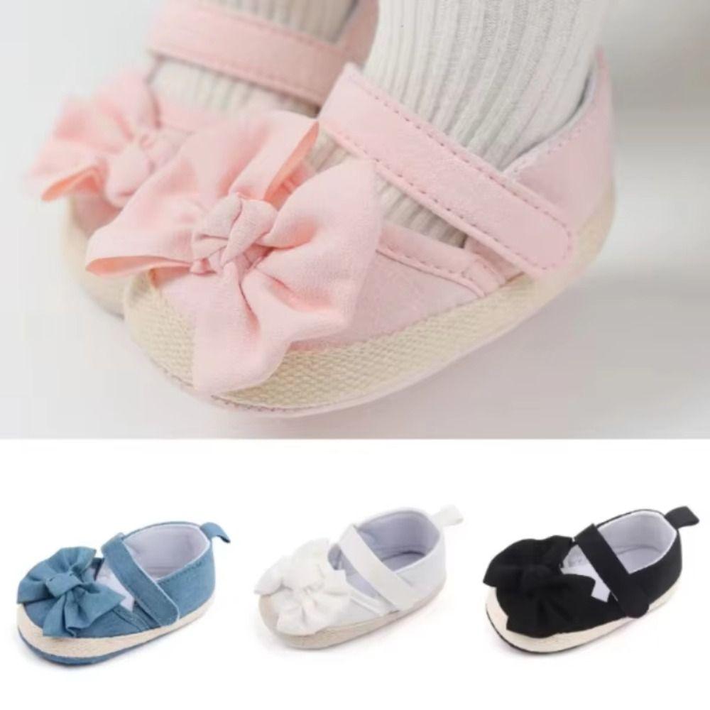 Non-slip Baby Girls Shoe Solid Color Infant Newborns Crib Shoes Butterfly Knot Shoes  Newborns Crib