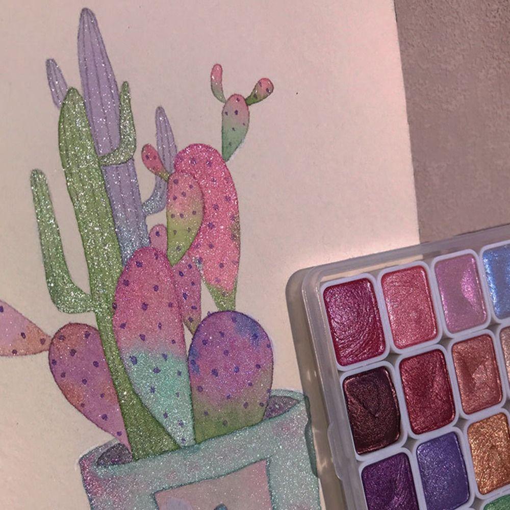 20/24/60Colors Watercolor Painting Pigments Set Shine Pearlescent Solid Watercolor Pigment