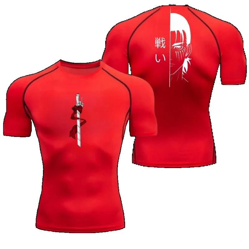 Men Compression Shirt Attack On Titan Eren Yeager Graphic Sports Quick Drying Gym T-shirt Fitness Sweatshirt Elastic Top T-shirt