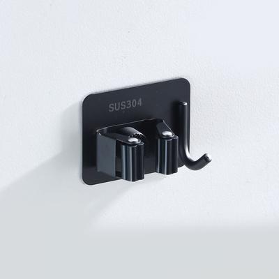 Wall Mounted Mop Clip Stainless Steel Punch Free Glue Installation Multifunction Mop Broom Holder