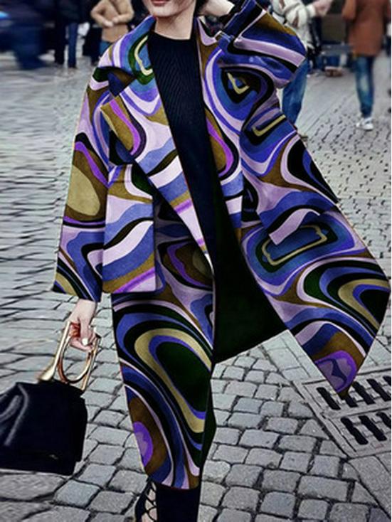 

Женское повседневное длинное шерстяное пальто-тренч с принтом Осень/Зима 2025 XXL фиолетовый