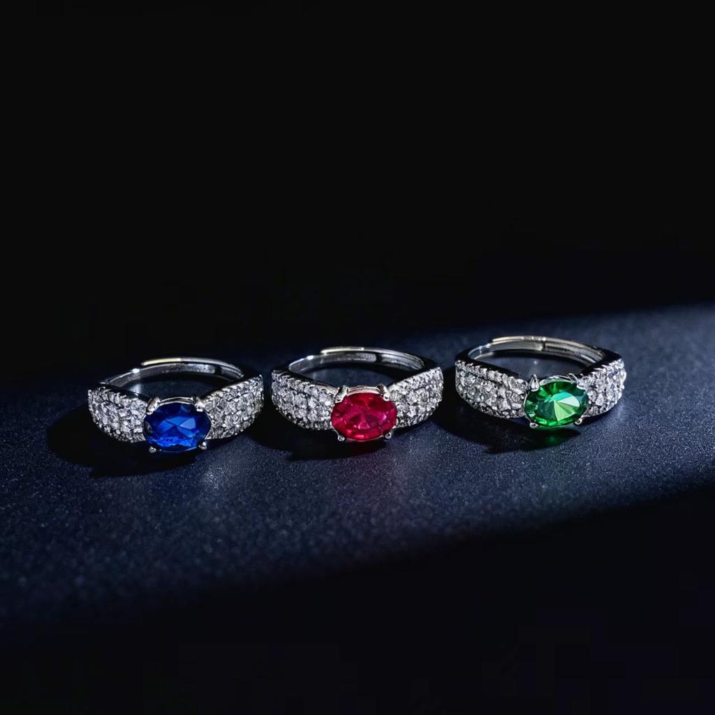 Fashion Jewelry Cultivated Sapphire Ring High Texture Group Set Design Coconut Egg Emerald Ring