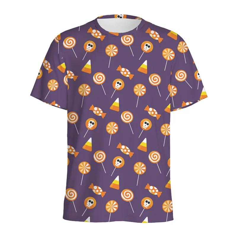 HerSight Heren Kleurrijk T-shirt Ronde Hals Korte Mouw 3D Snoep T-shirt Casual Zomer Mode Comfortabel Zacht T-shirt M