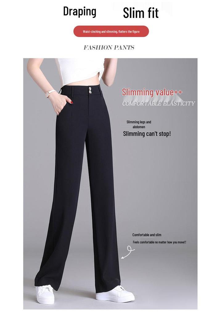 White Drapey High-Waist Wide-Leg Pants for Women - Slimming and Loose Fit for Spring & Autumn 2026