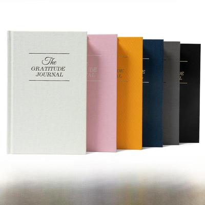 Gold Stamped Linen Gratitude Journal - English Version, Compact 5-Minute Diary
