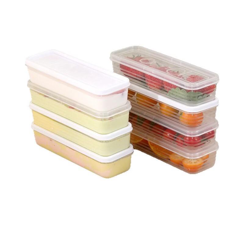 Set of 5 Clear Plastic Refrigerator Storage Boxes with Lids
