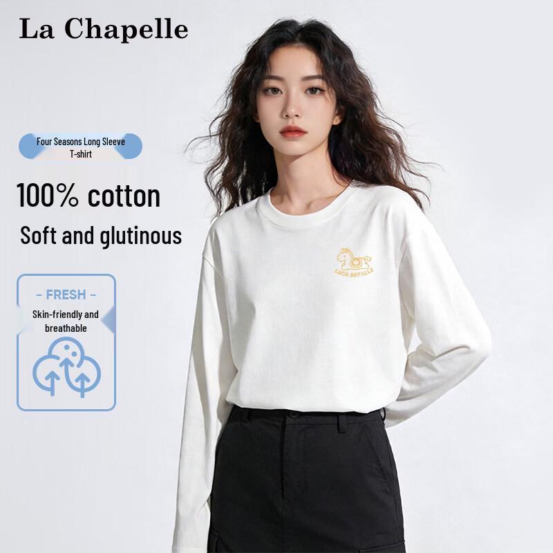 La Chapelle Women's Horse Print Cotton Long Sleeve T-Shirt