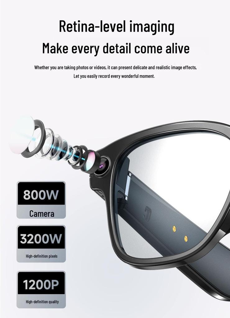 AI Translation Smart Glasses: 800W HD, Real-Time Translation, Photo Capture & Object Recognition