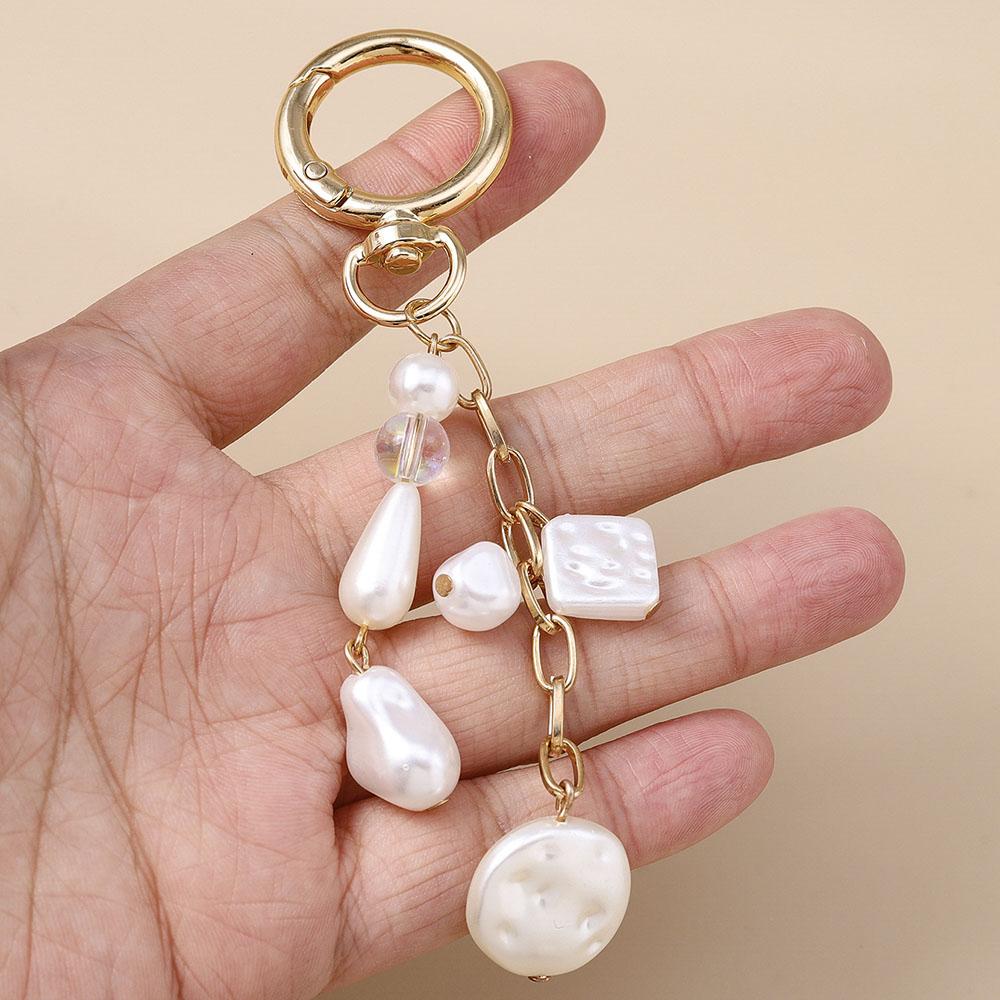 Aihua Fashion Y2K Gold Color Cute Starfish Pearls Conch Shell Keychain Key Rings for Men Women Handbag Pendants DIY Jewelry Gift
