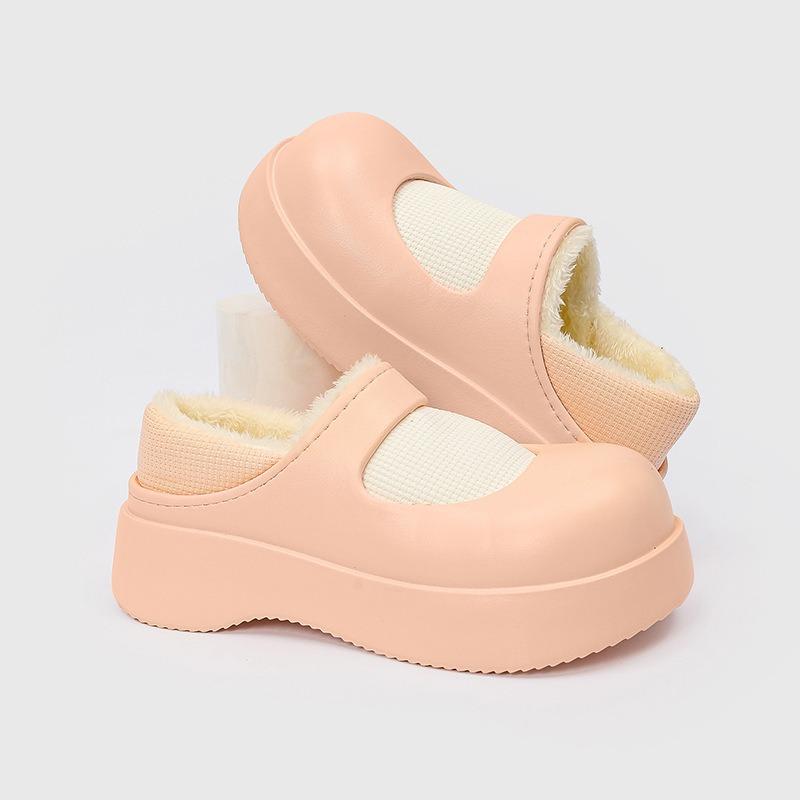 

Mary Jane thick-bottomed cotton slippers women s winter wear girl wind thick-bottomed home non-slip thermal cotton 39-40 розовый