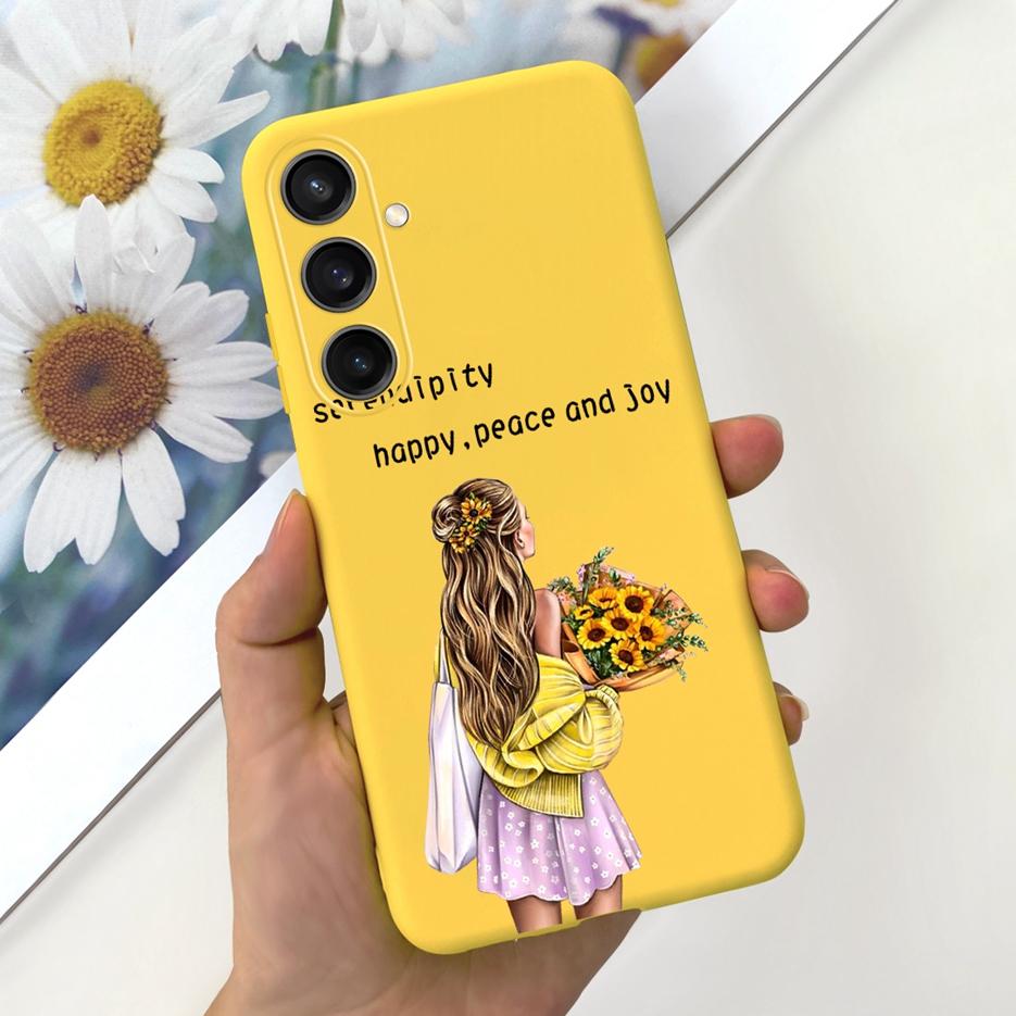 For Samsung Galaxy A55 Case Pretty Cartoon Girls Sunflower Cover Soft TPU Phone Case For Samsung A15 A25 A35 A55 5G Fundas Coque