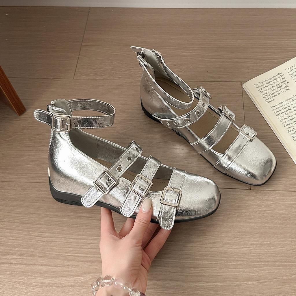 French Inner Height-increasing Ballet Mary Jane Small Leather Shoes Single Shoes Women's 2025 New Summer Skirt Height-increasing Single Shoes